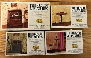 House of Miniatures Tilt-Top Table Night & Candle Stand Chippendale Desk Lot - Picture 1 of 5