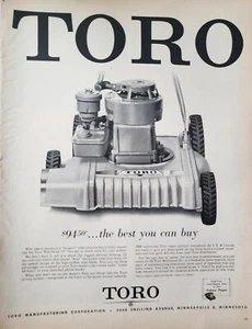Lote de 3 anuncios estampados de cortadora de césped Toro 1957 de colección - Imagen 1 de 3