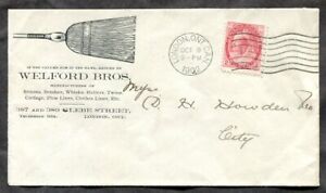 LONDON Ontario 1902 Welford Bros Brooms ILLUSTRATED Advertising Cover. Local