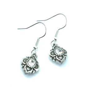 Brighton Alcazar Crystal Flourish Custom Silver Earrings - Picture 1 of 5