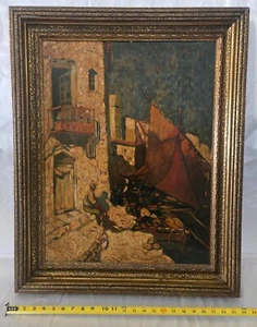 SELTENES VINTAGE VENEDIG STRASSE Ölgemälde (1879-1938) auf Leinwand (unsicher ob signiert) - Bild 1 von 5