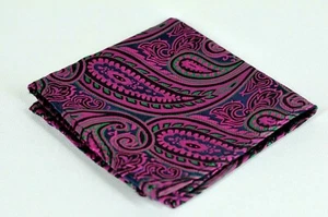 Lord R Colton Masterworks Trikala Magenta Paisley Pocket Square Silk New - Picture 1 of 3