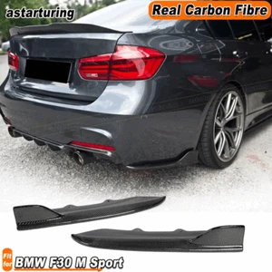 For BMW F30 M Sport 2012-18 REAL Carbon Rear Bumper Side Corner Aprons Extension - Picture 1 of 8