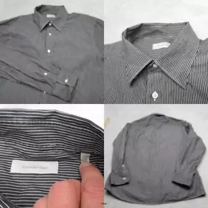 Ermenegildo Zegna Dress Shirt Mens XXL Gray Striped Long Sleeve Button Down - Picture 1 of 14