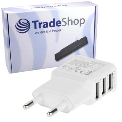 Adapter 220V Steckdose Netzteil auf 3x USB 2A zum Aufladen von USB Geräten - Bild 1 von 4