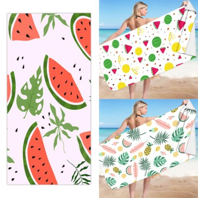 Toallas de playa de microfibra premium tema frutas súper absorbentes fáciles de transportar suaves Foto 1 de 4