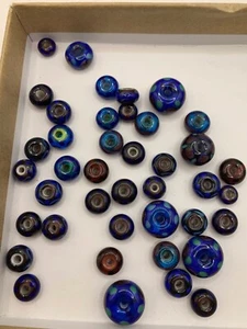 Set of 42 Glass Beads Murano Style Design Various Sizes - Picture 1 of 5