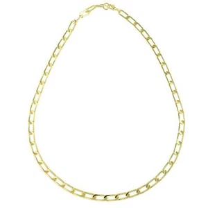 Stainless Steel Flat Link Chain Necklace - Gold Plated Paperclip Chain Necklace - Picture 1 of 7