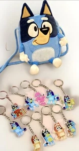 Kids BLUE Dog PLUSH Zippered CROSSBODY PURSE Tote SHOULDER BAG & KEY CHAIN FOB - Picture 1 of 4