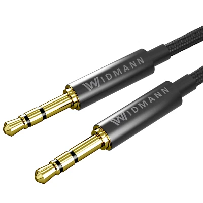 WIDMANN-SHOP 1m AUX Audio Kabel 3,5mm Klinke Stecker Klinkenkabel Smartphone Auto Vergoldet