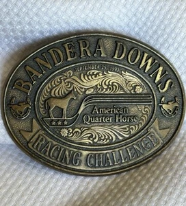 Rare Bandera Downs American Quarter Horse Racing Challenge 1993 Belt Buckle Vtg - Picture 1 of 12
