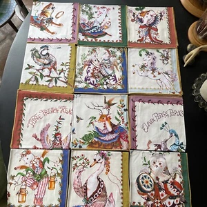 Anthropologie Phannapast Taychamaythakool 12 Días Servilletas de Navidad 18" Cuadradas - Imagen 1 de 18