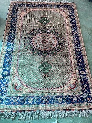 Nueva hermosa alfombra oriental de lana/seda hecha a mano-tamaño: 6’10”X9’11” (82”X119")  Foto 1 de 1