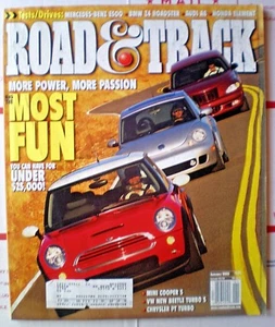 Road & Track Magazine January 2003- Mercedes-Benz E500, Audi A8, Mini Cooper S - Picture 1 of 3