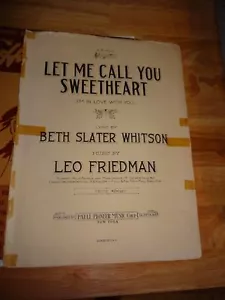 SMPB Noten Let Me Call You Sweetheart Whitson/Friedman 1929 - Bild 1 von 2