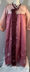 Koreanisches Vintage Damen Hanbok Kleid traditionell formell 3-teilig Gr. M, 39" Brustumfang rosa - Bild 1 von 24