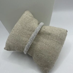 Sparkling Silver Tone Crystal Rhinestone Hinged Bracelet 7” - Picture 1 of 10