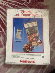 Vtg 1987 Dimensions Visions Of Sugarplums 8052 Cross Stitch Stocking Kit *OPEN* - Picture 1 of 5