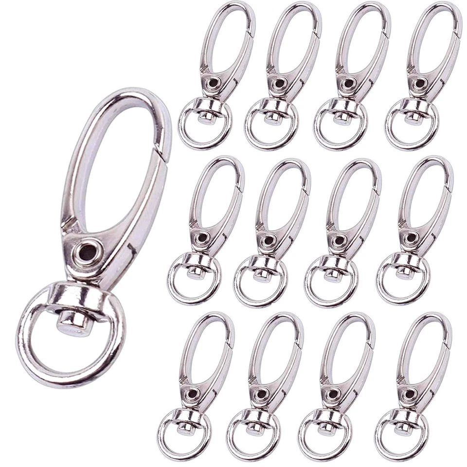 BronaGrand 50pcs D Swivel Trigger Clips Hooks Lobster Clasps Metal Key Ring