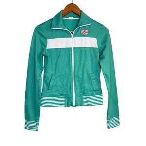 Hollister Juniors Track Jacket Medium Green Full Zip Spell Out Y2K Surfer Preppy - Picture 1 of 13