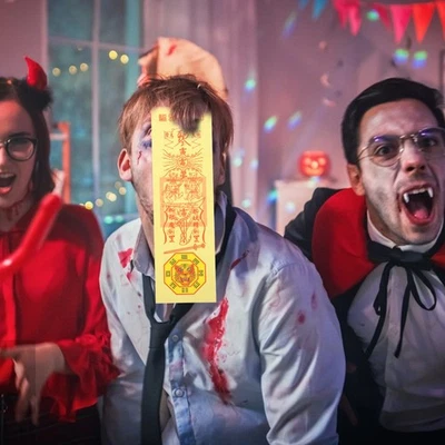  10 Sheets Halloween Party Favours Chinese Decorative Poster Style Charm - Image 1 of 4