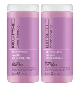 Paul Mitchell Clean Beauty Blonde Shampoo Mini Bottles 50ml 1.7fl Oz (2 Pack) - Picture 1 of 2