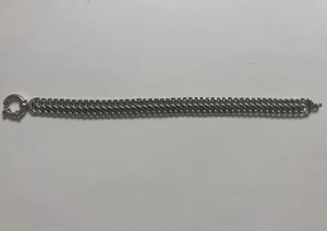 VINTAGE STERLING SILVER CHAIN LINK BRACELET LARGE ROUND CLASP 7 3/4” 15.1 GRAMS - Picture 1 of 5