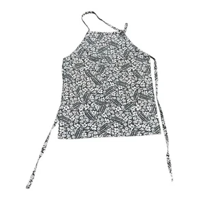 Trader Joe's Apron Black & White Floral Hawaiian & Surfboard Hibiscus Pockets - Picture 1 of 9