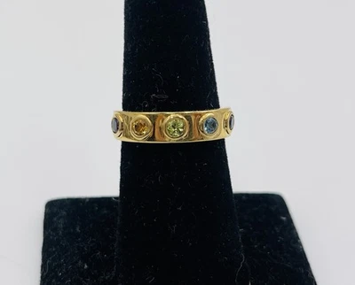 Anillo Effy Plata Esterlina Oro Vermeil Multi Piedras Preciosas Banda Talla 7 Foto 1 de 4