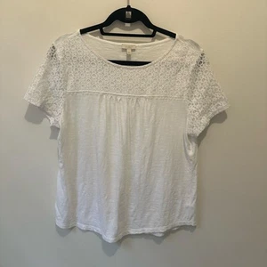 Talbots weißes kurzärmliges Baumwolloberteil Damengröße Large Petite T-Shirt Bluse " - Bild 1 von 5
