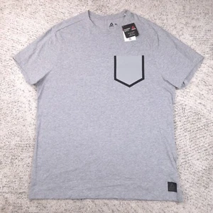 Reebok Training Shirt Men XL Move Tee Pocket Short Sleeve Heather Gray Crew Neck - Picture 1 of 9