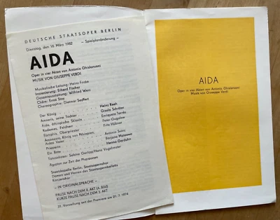 Aida Oper A. Ghislanzoni Verdi Deutsche Staatsoper Berlin Programmheft 1982 DDR - Bild 1 von 4