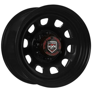 Extreme 4x4 Steel Wheel D-hole 18x8 6/139.7 0P Black 110.1CB 1400kg With Cap - Picture 1 of 4