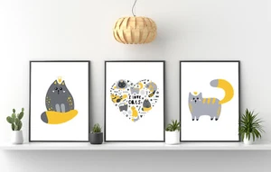 Cats wall prints, I love cats wall decor, Cats wall art, cat lover gift - Picture 1 of 7