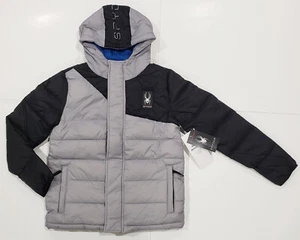 New with tag Boys Spyder Silver Circuit Insulated Hooded Puffer Jacket L 14/16 - Picture 1 of 4