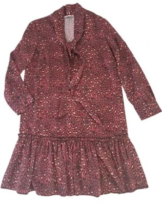 MOTIVI Vestito abito raso animalier bordo` nero donna ragazza taglia 42 - Immagine 1 di 4