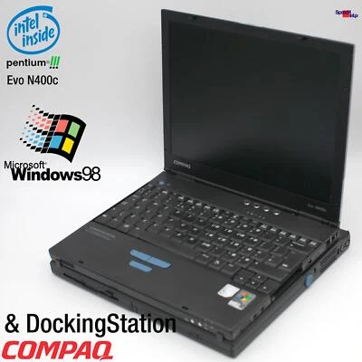 Netbook Notebook Compaq Evo N400C Docking Station Laptop Windows 98 384MB 20GB - Image 1 of 4