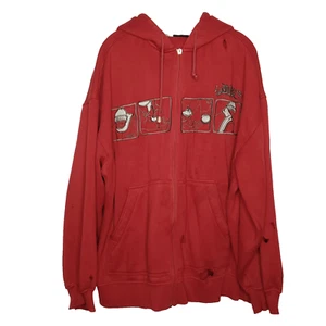 Vintage Y2K Southpole Hoodie Sz XXL Red Embroidered Skater Grunge Hip Hop - Picture 1 of 16