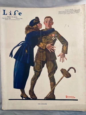 April 10, 1919 Life Magazine the Coward cover art by Norman Rockwell - Image 1 of 4