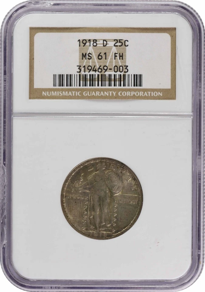 1918-D Standing Liberty Silver Quarter MS61FH NGC - Image 1 of 2