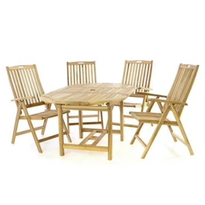 DIVERO Gartenmöbelset Sitzgruppe Teakholz natur Tisch ausziehbar 120/170 cm - Bild 1 von 7