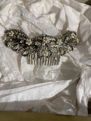 Elegant Crystal & Pearl Bridal Hair Piece (Comb) By Maria Elena Headpieces - Image 1 of 4