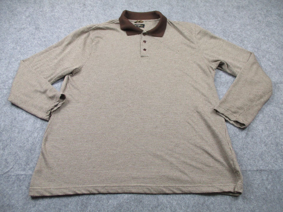 Camisa Polo Andrew Fezza Para Hombre Extra Grande Marrón A Cuadros Manga Larga Informal Foto 1 de 4