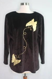 Blusa de Colección Blair Oro Negro Mariposa Terciopelo Noche Hecha en EE. UU. Para Mujer 12 - Imagen 1 de 12