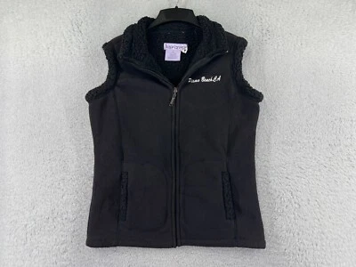Karizma Vest Womens Medium Black Full Zip Polyester Fleece Pismo Beach CA Faded - Image 1 of 4