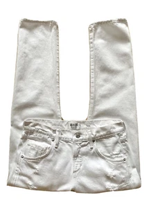 Pantalones de mezclilla Agolde Isabel Slim Boyfriend blancos desgastados talla W25 para mujer - Imagen 1 de 16