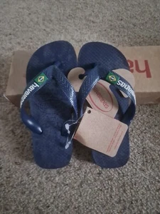Havaianas Flip Flops, ungetragen, Größe EU 27/28 Brazil Logo in dunkelblau - Bild 1 von 4