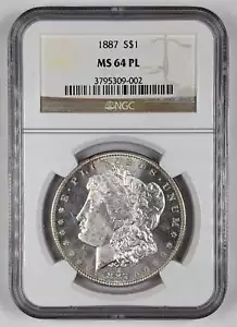 Dólar de plata Morgan 1887 NGC MS 64 PL - Imagen 1 de 3