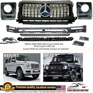 G500 G550 Grille Headlight Covers + Led Lower Lip Brabus G63 AMG W464 2019-2023 - Picture 1 of 9