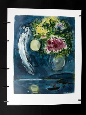 Marc Chagall - Pareja de enamorados con ramo de flores - 1994 - Póster offset Foto 1 de 4